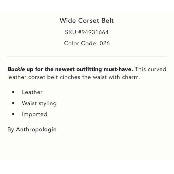 ANTHROPOLOGIE New SMALL Wide Corset Curved Belt GENUINE LEATHER WaistStyle Cedar